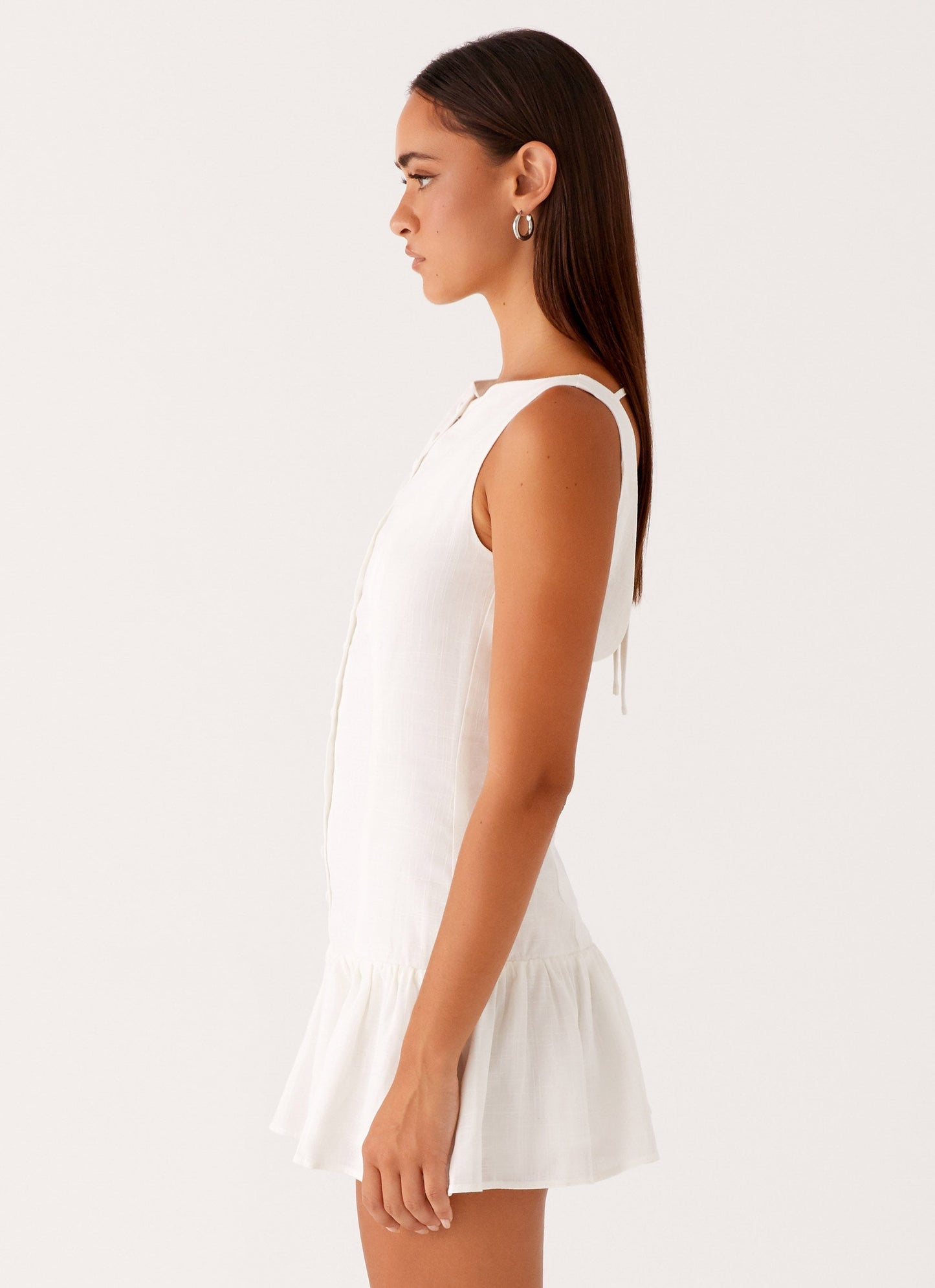 Anete Linen Mini Dress - White