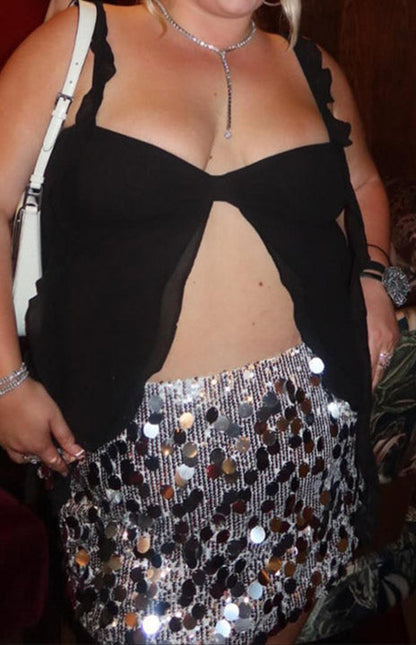 Isabetta Silver Sequin Mini Skirt