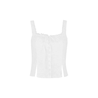 Lara - White lace tie tank top