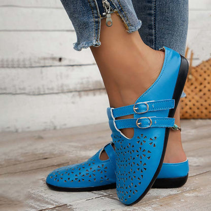 Lässige Hohle Flache Schuhe Blau