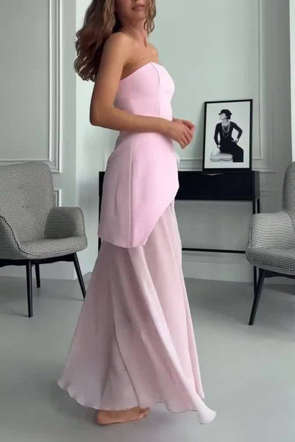 Chic strapless tube semi-sheer hem vacation dress