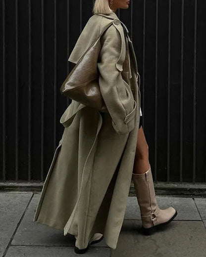 Norwegian Fjord Long woolen trench coat