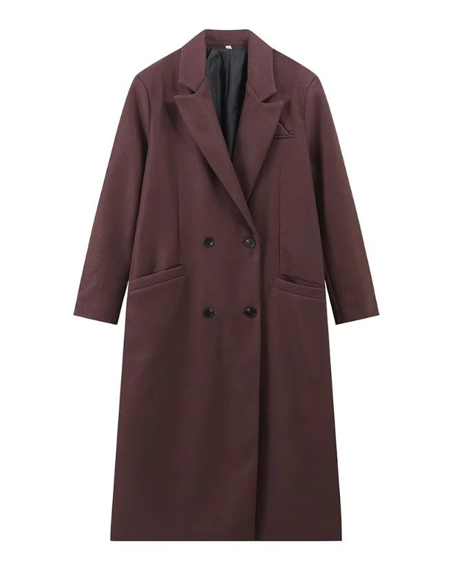 Central Park Avenue Double-breasted long trench coat