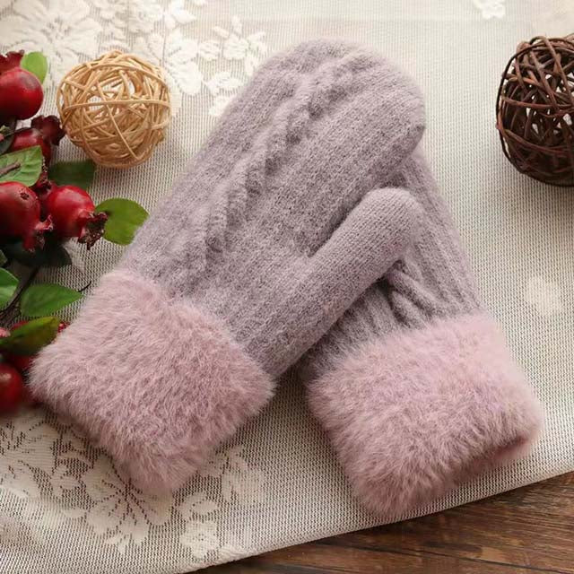 Warme Strickhandschuhe Lila