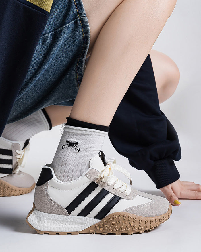 Foam Sole Hidden Wedge  Retro Running Sneakers