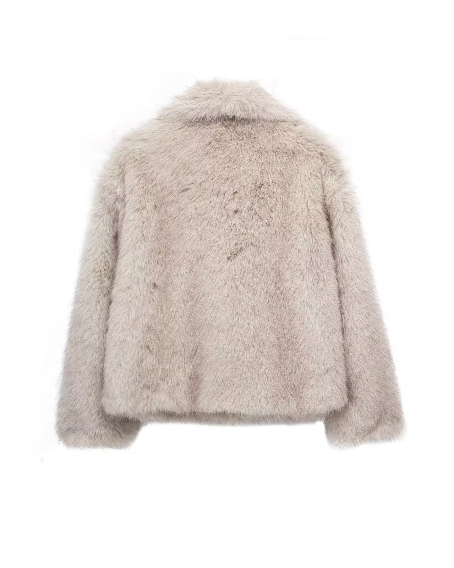 Arctic Embrace Cropped Large Lapel Plush Jacket