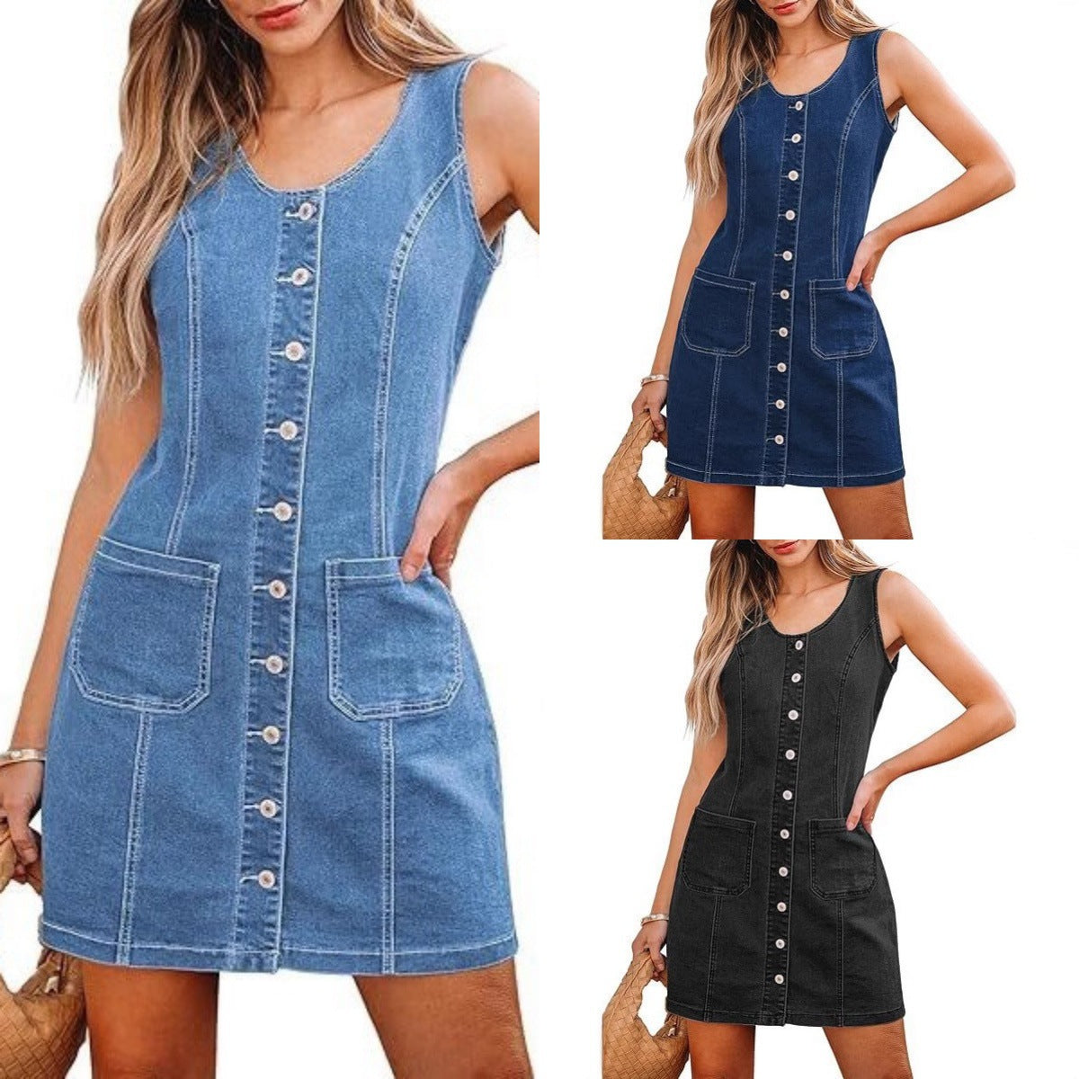 Midi-Rock aus Stretch-Denim mit hoher Taille für Damen