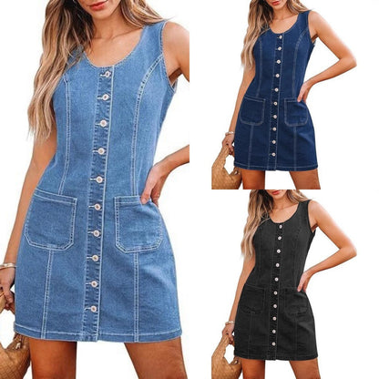 Midi-Rock aus Stretch-Denim mit hoher Taille für Damen
