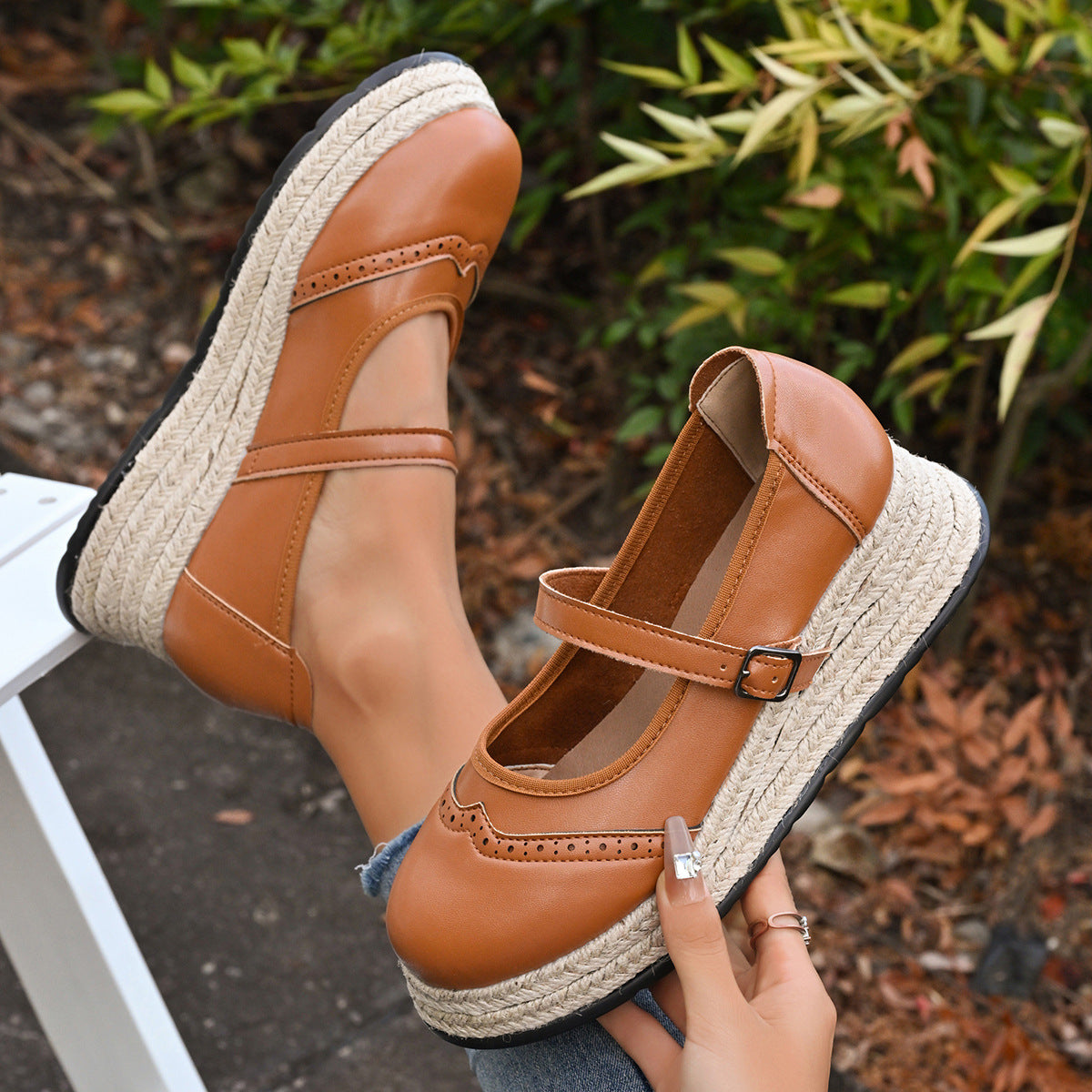 Retro Wedge Espadrilles Mary Jane Shoes