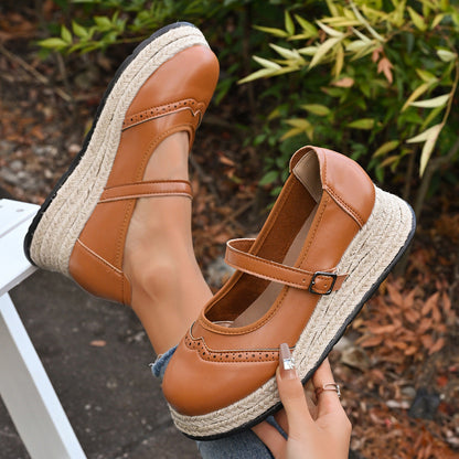 Retro Wedge Espadrilles Mary Jane Shoes