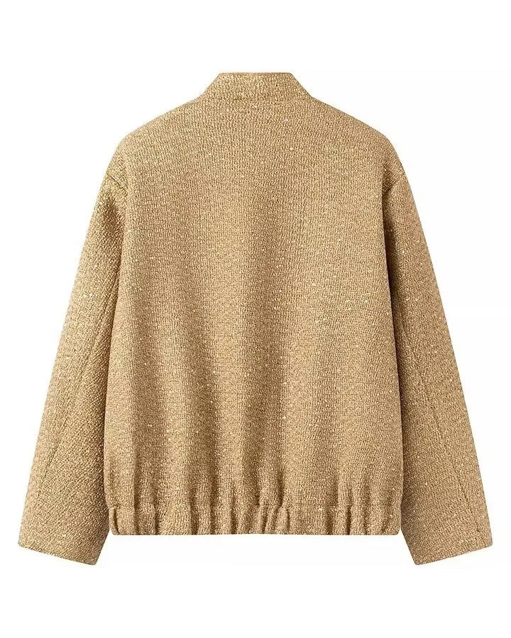 Aspen Gold Sequined stand-up collar jacket