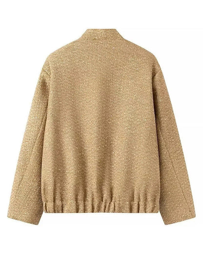 Aspen Gold Sequined stand-up collar jacket