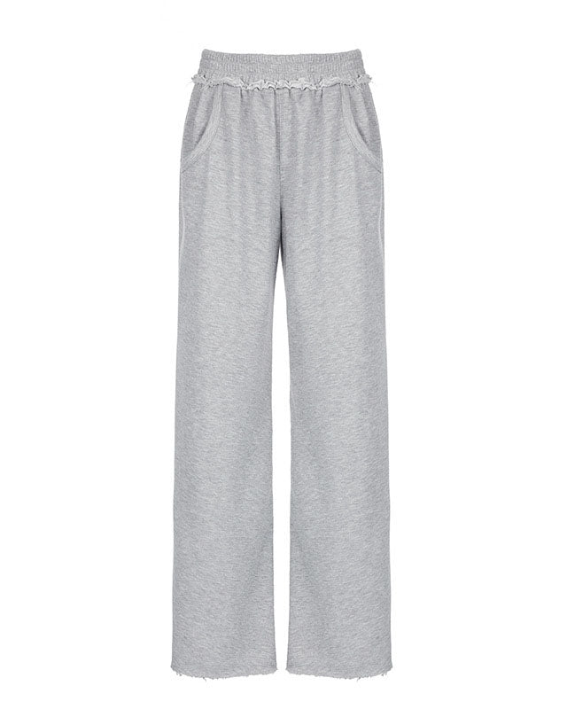 Gray Waist lace loose sweatpants