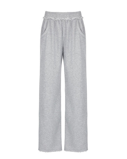 Gray Waist lace loose sweatpants