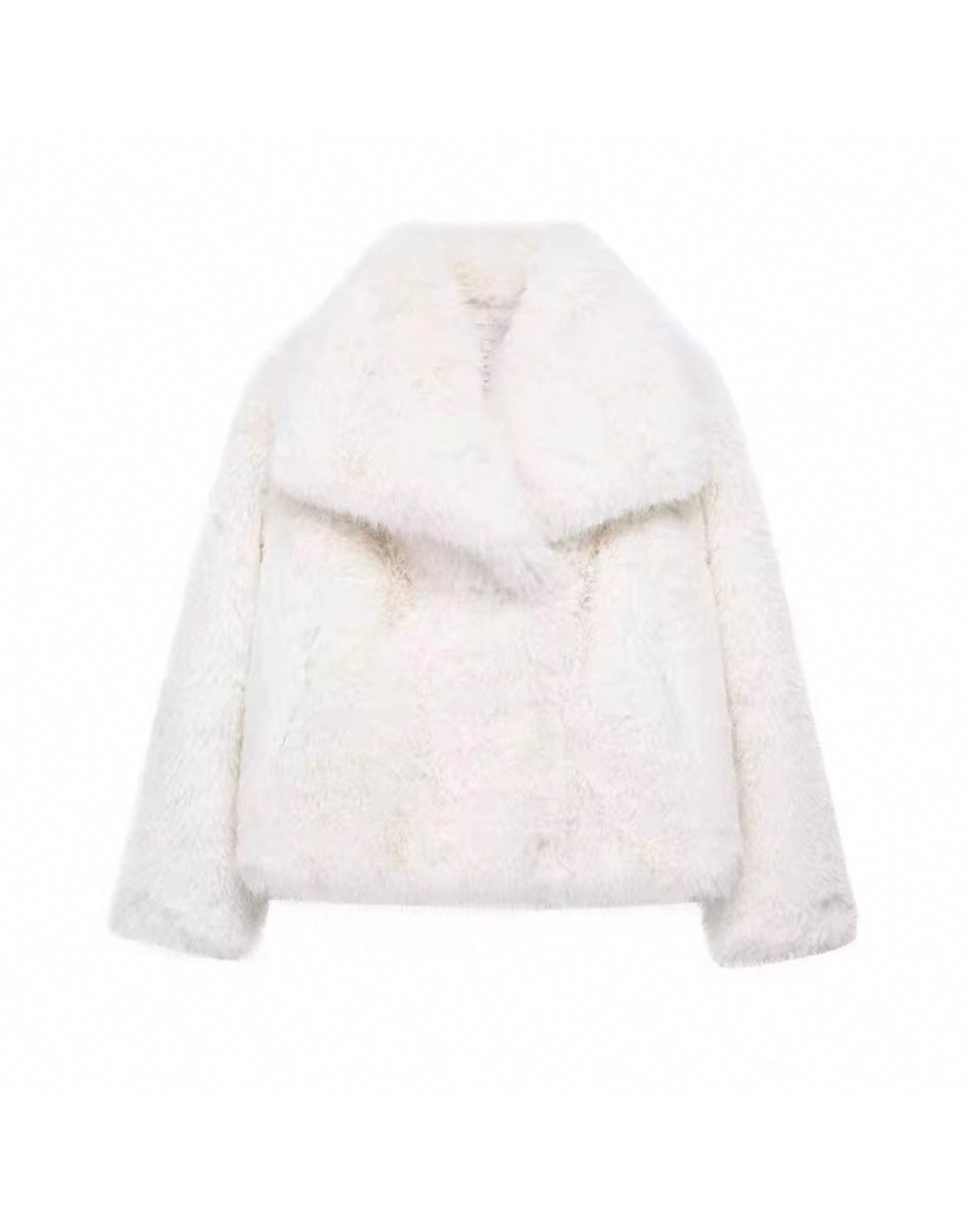 Arctic Embrace Cropped Large Lapel Plush Jacket
