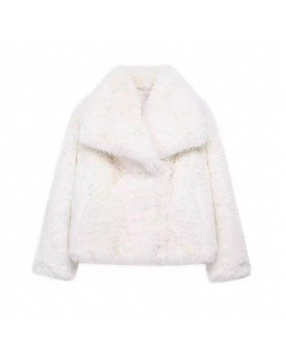 Arctic Embrace Cropped Large Lapel Plush Jacket