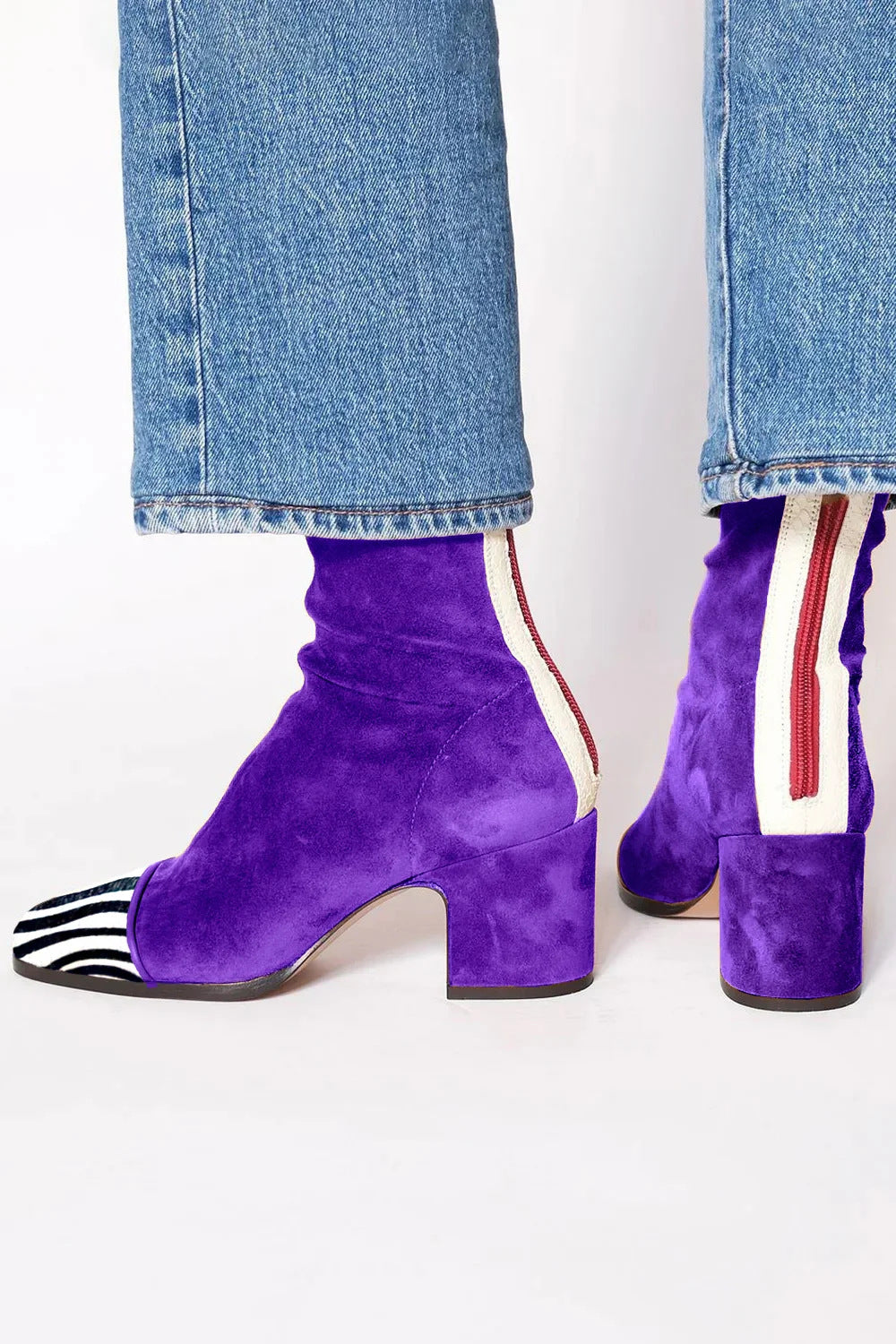 Modern Maverick Square toe colorblock mid-heeled boots