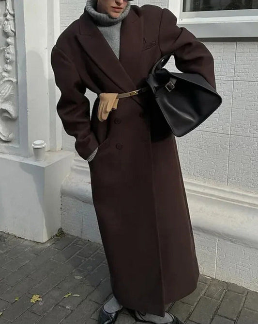 Central Park Avenue Double-breasted long trench coat