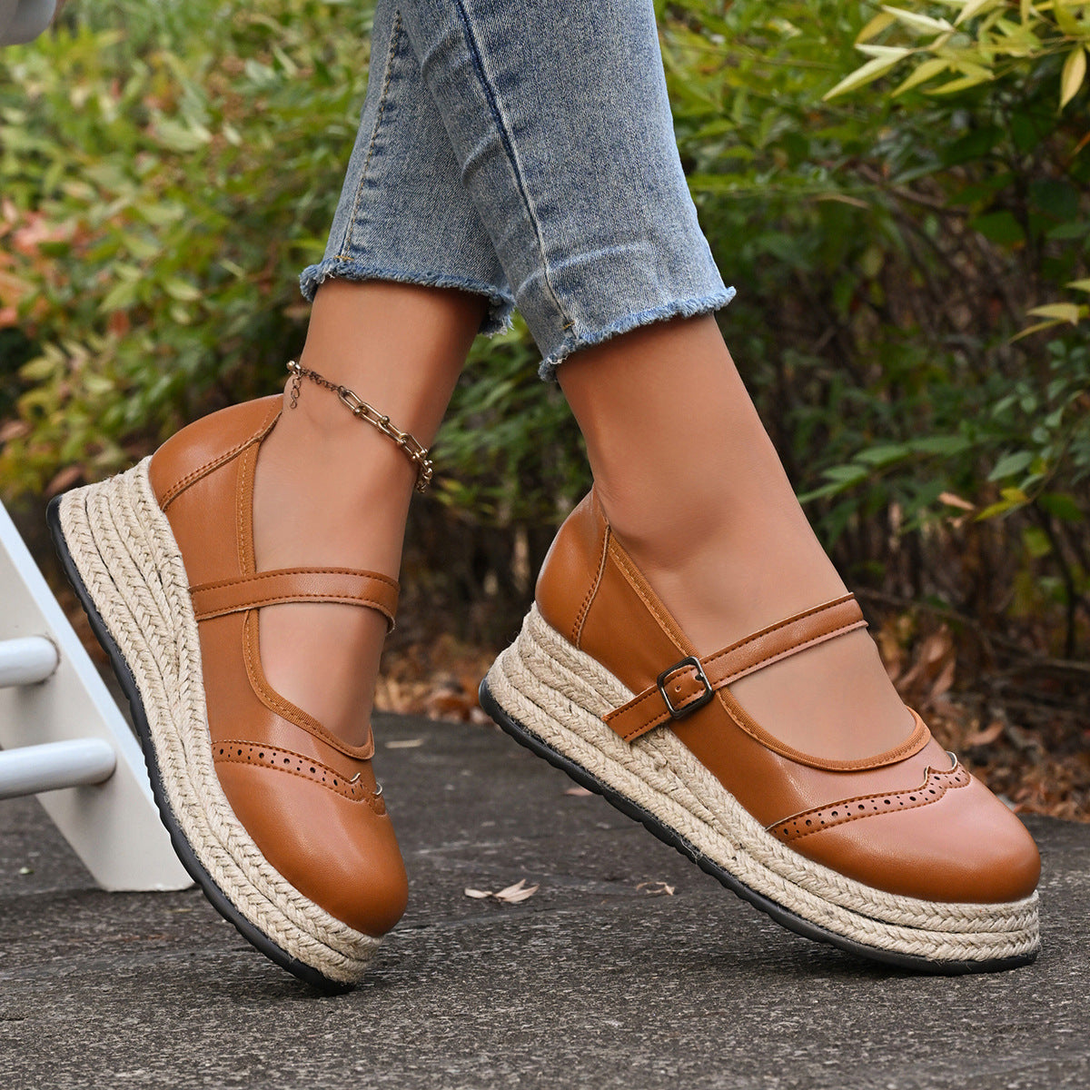 Retro Wedge Espadrilles Mary Jane Shoes