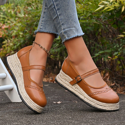 Retro Wedge Espadrilles Mary Jane Shoes