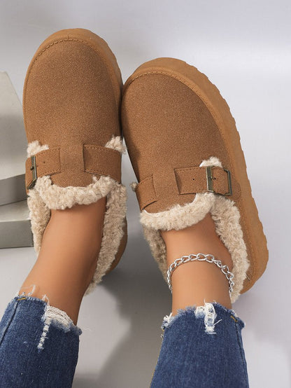 Round toe thick-soled short plush snow boots