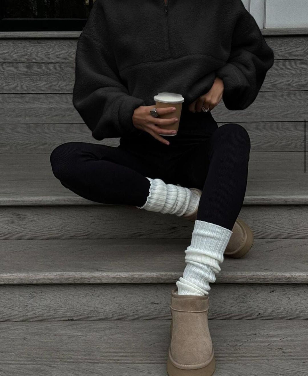 Warm Sherpa Half-Zip Stand Collar Sweatshirt