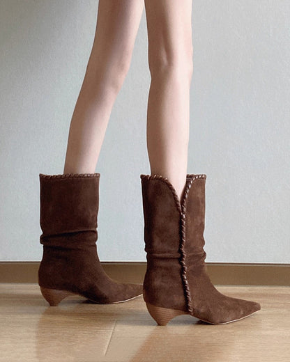 City Rebel low-heeled suede mid-calf boots