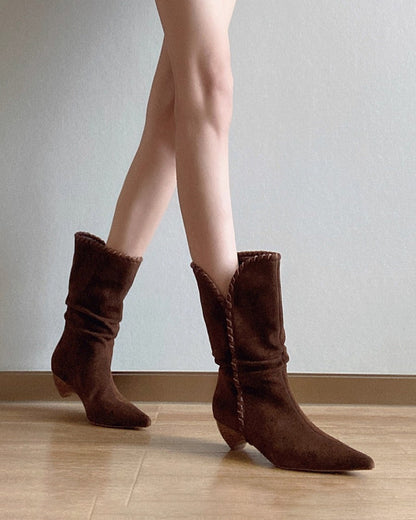 City Rebel low-heeled suede mid-calf boots