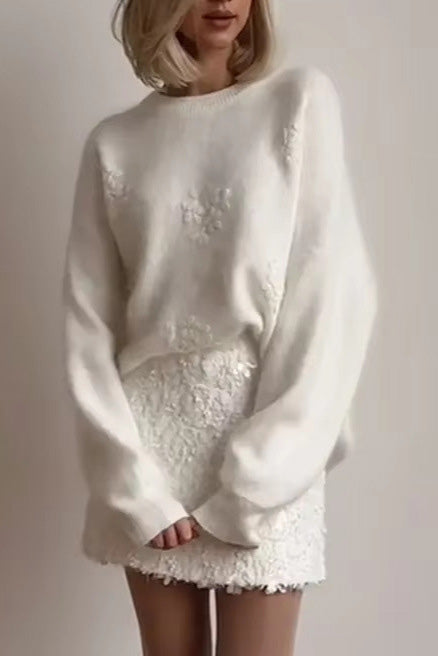 Cloud Touch floral embroidered pullover sweater