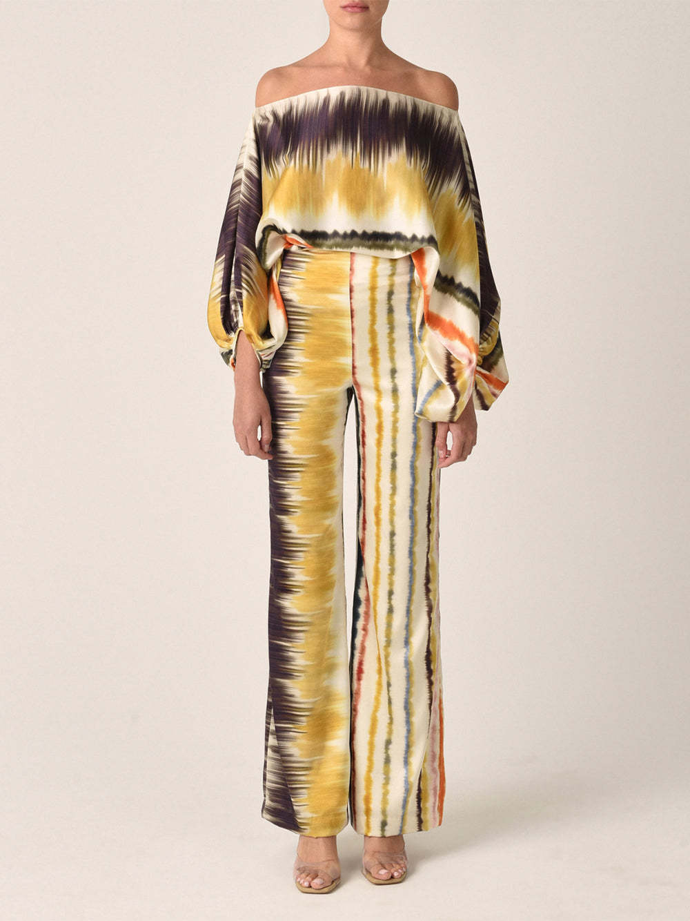 Multicolor Off-Shoulder Tie-Dye Jumpsuit with Wide Legs for Women - Rachele