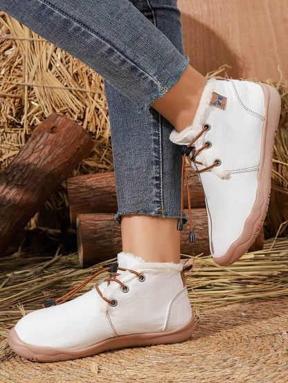 Convenient lacing system plush soft rubber sole snow boots