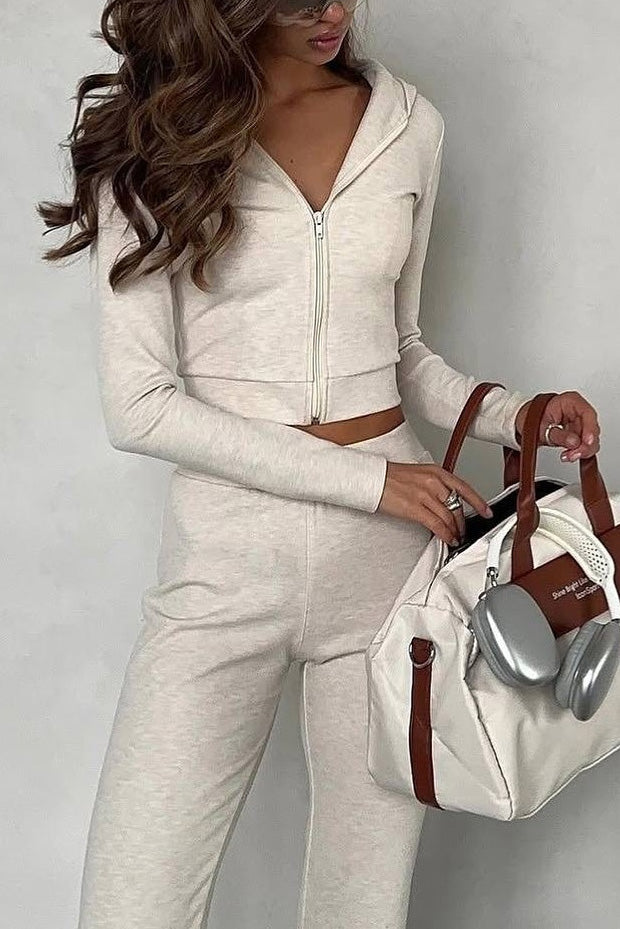 Homebody Club Slim-fit hooded two-piece set