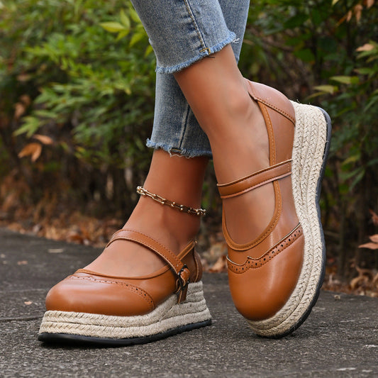 Retro Wedge Espadrilles Mary Jane Shoes