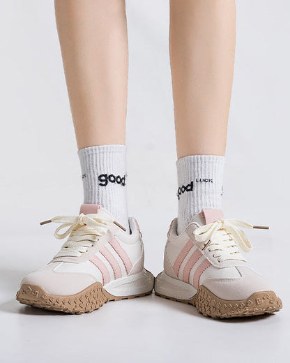 Foam Sole Hidden Wedge  Retro Running Sneakers