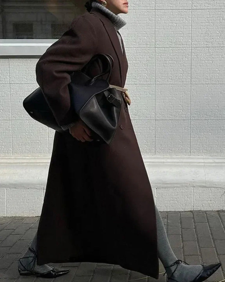 Central Park Avenue Double-breasted long trench coat