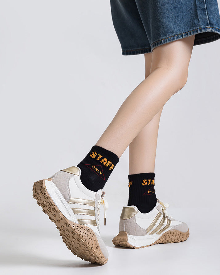 Foam Sole Hidden Wedge  Retro Running Sneakers