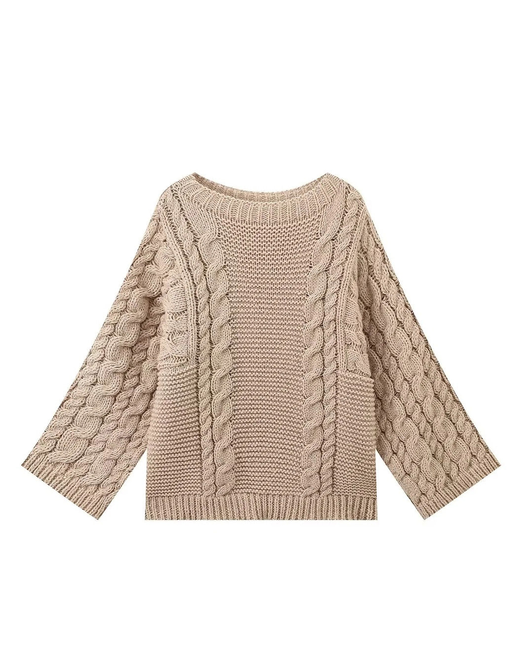 Golden Rhine	Round neck bell sleeve knitted loose sweater