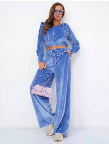 Street Minimalism Fleece hooded sweatshirt and sweatpants two-piece set