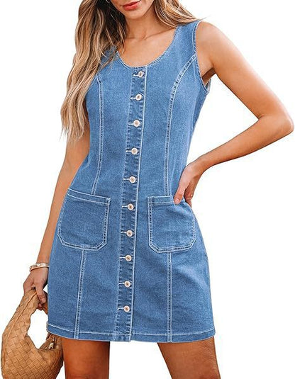 Midi-Rock aus Stretch-Denim mit hoher Taille für Damen