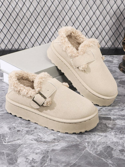 Round toe thick-soled short plush snow boots