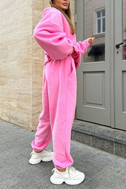 Campus Crew Polar fleece hooded sweatshirt and sweatpants two-piece set