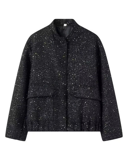 Aspen Gold Sequined stand-up collar jacket