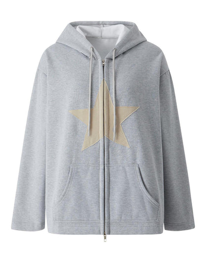 Patch pentagram hooded sweatshirt