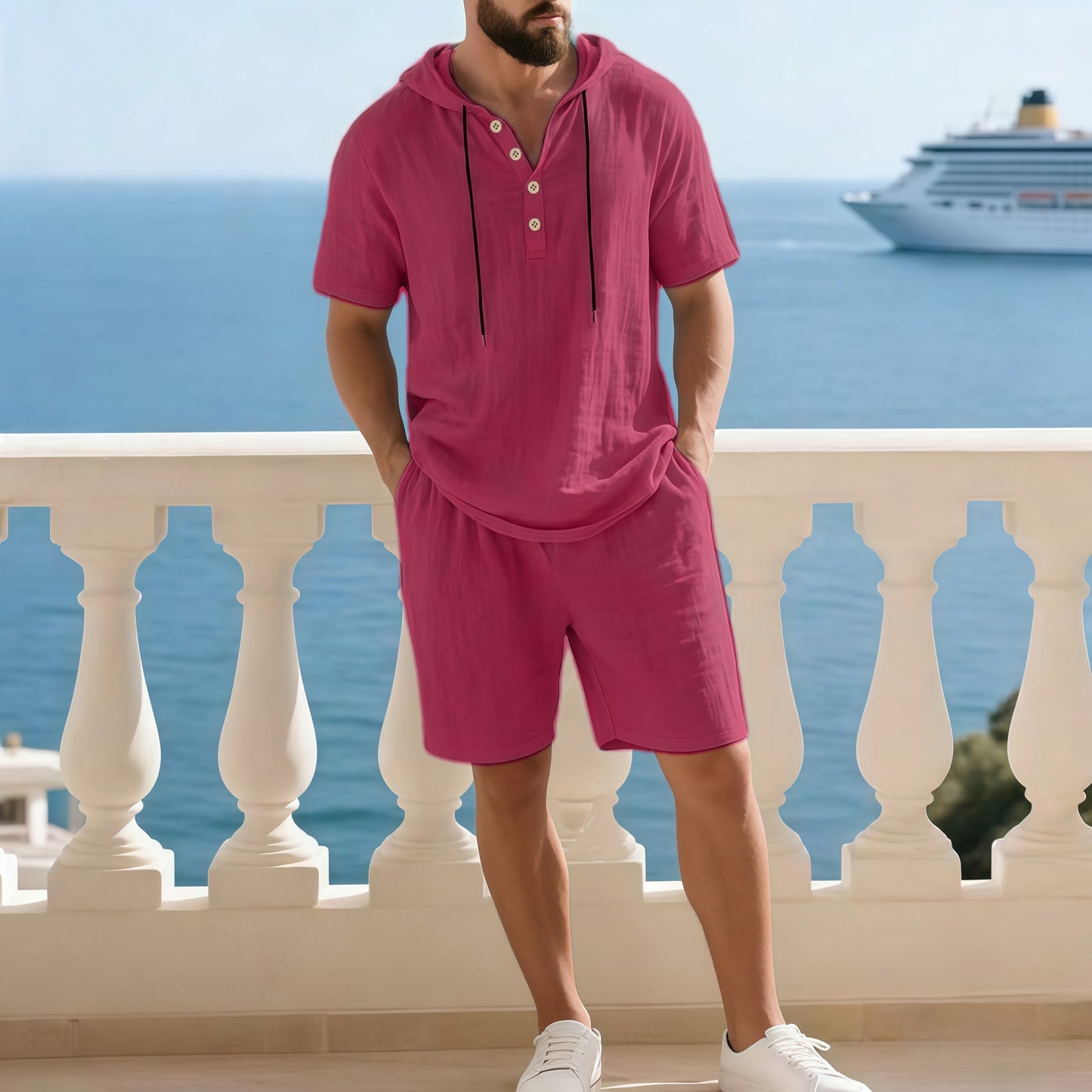 Hochwertiges Sommer-Zweiteiler-Set für Herren | Lässiges Kurzarmhemd + Shorts【Kostenloser Versand】