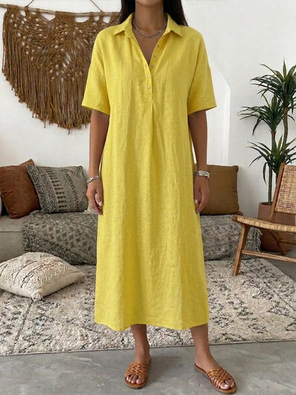 👗Damen lässiges Hemdkleid aus Leinen-Mischung