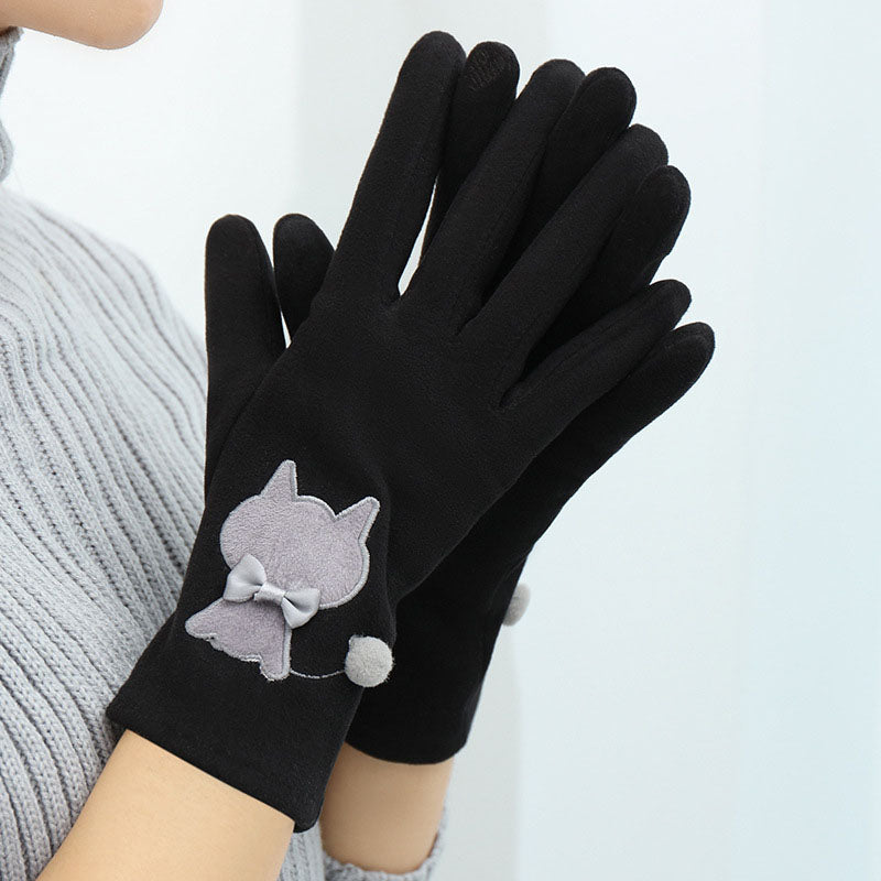 Cartoon-Katzen-Handschuhe Schwarz