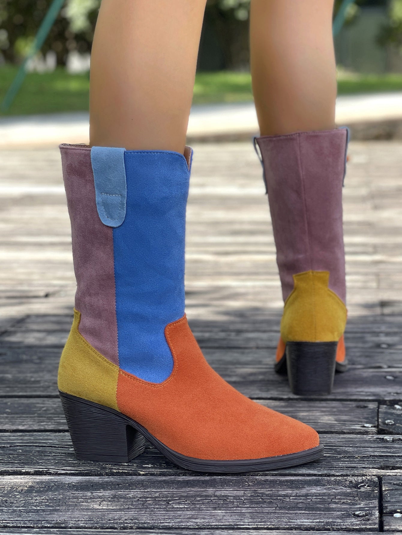 Metro Nomad Colorblock low-heeled mid-calf boots