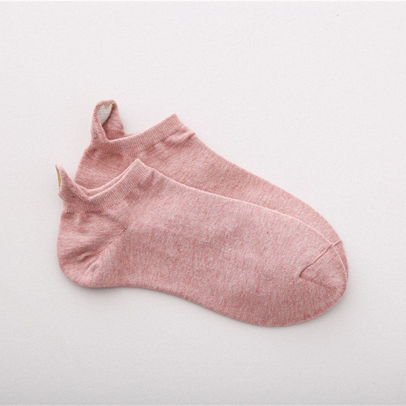 Lässige Socken Mit Herz-Stickerei Rosa