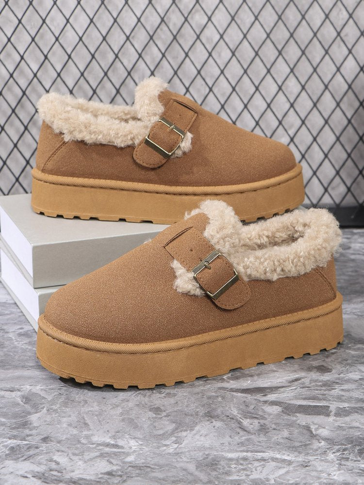 Round toe thick-soled short plush snow boots