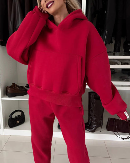 Coffee Run Hooded sweatshirt and cropped pants two-piece set